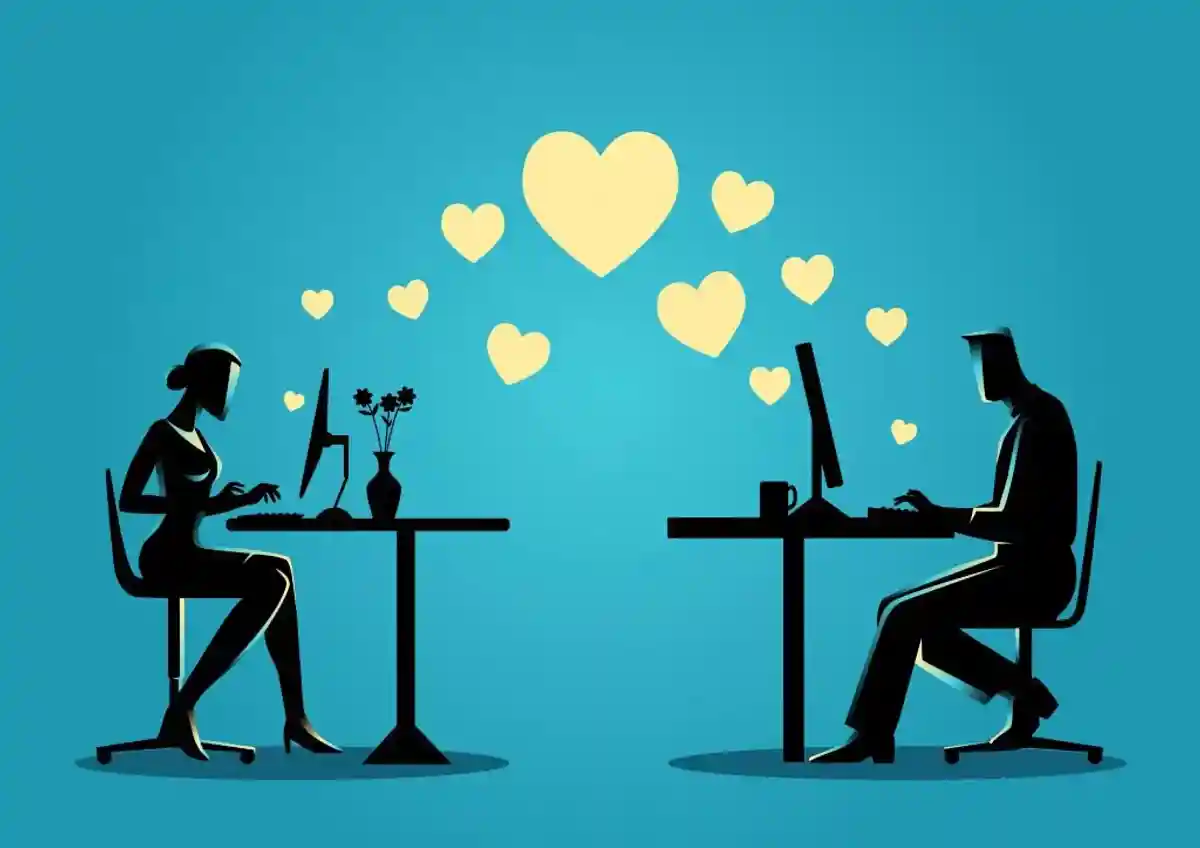 Мужчина, женщина, компьютер, сердце