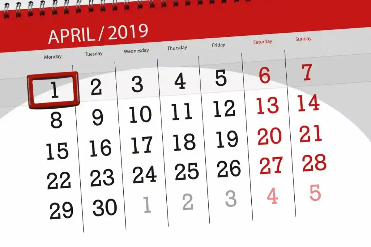Календарь апрель 2019