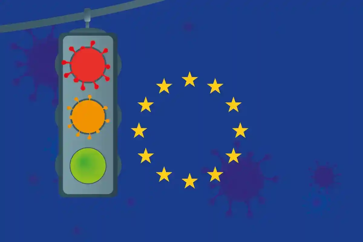 флаг Евросоюза и светофор фото