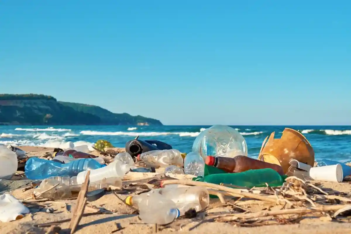 пластиковый мусор на берегу океана фото