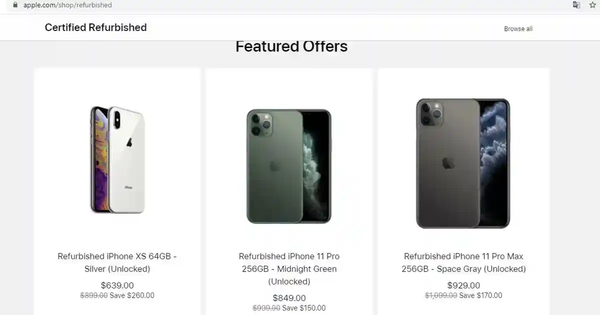 Восстановленные Айфоны на сайте apple.com
