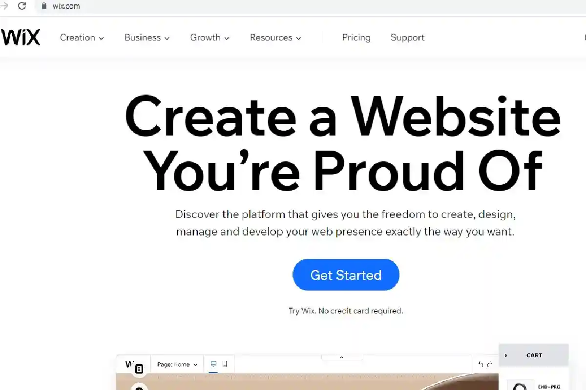 Популярный конструктор сайтов. Скриншот: wix.com