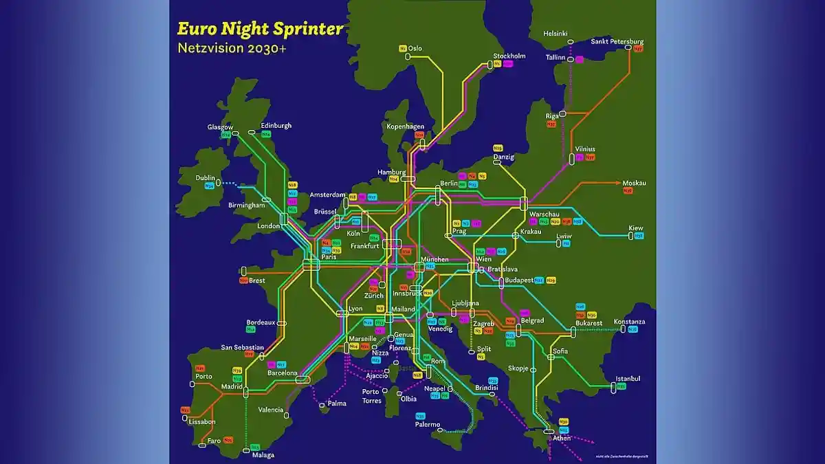сеть поездов Euro Night Sprinter - Netzvision 2030