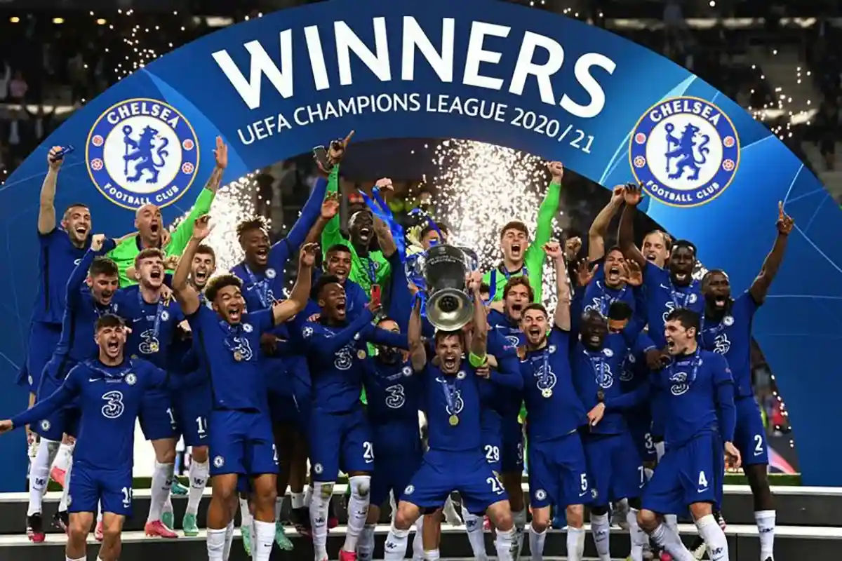 Chelsea feiert seinen Sieg in Porto im Jahr 2021. Foto: Chelsea FC / Getty Images