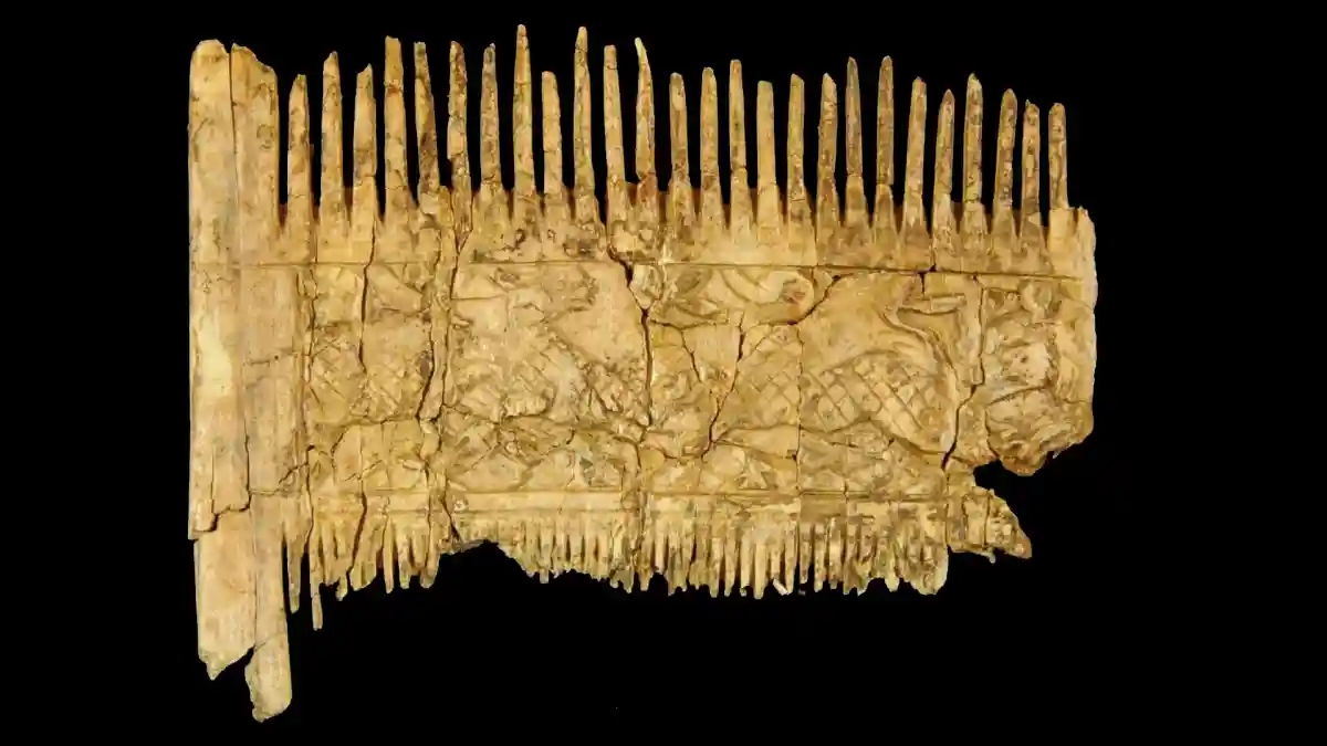 Богато украшенная резьба на гребне из слоновой кости изображает сцены с животными. Фото: BLfD