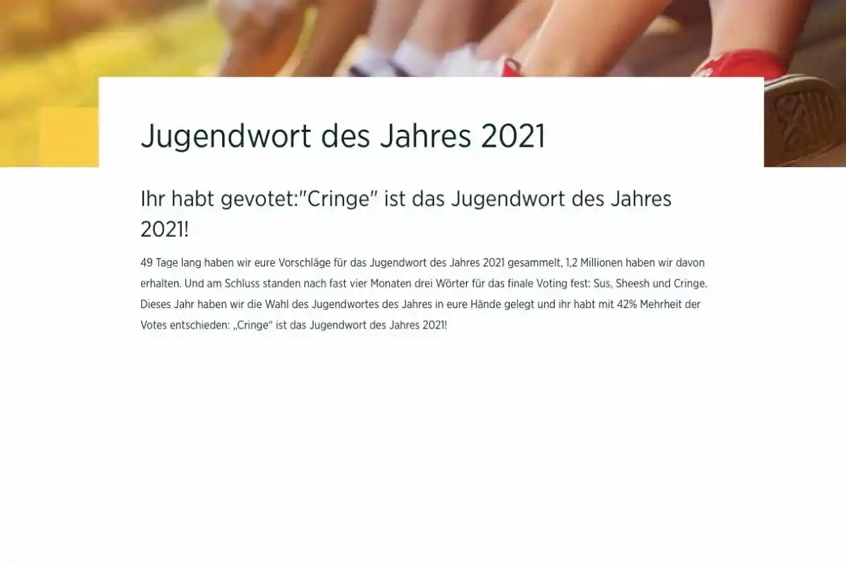 Молодежное слово года в Германии 2021. Фото: angenscheidt.com screenshot.