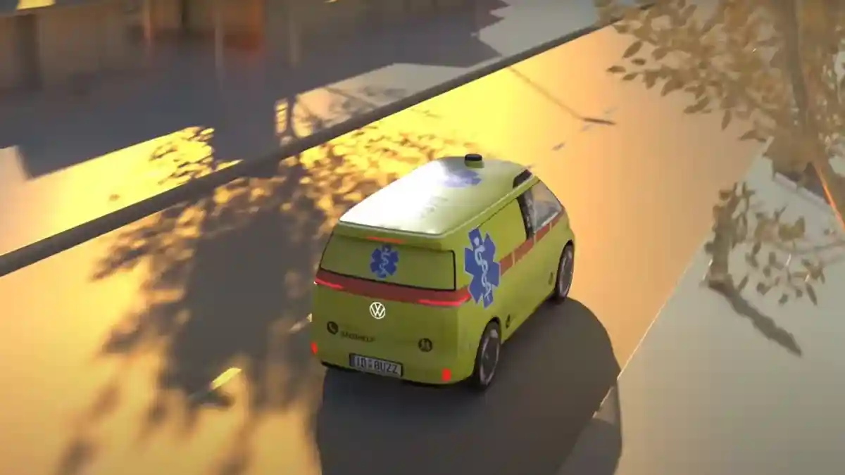 Прототип автономной машины скорой помощи на основе ID Buzz. Фото: скриншот с YouTube-канала Volkswagen Nutzfahrzeuge 