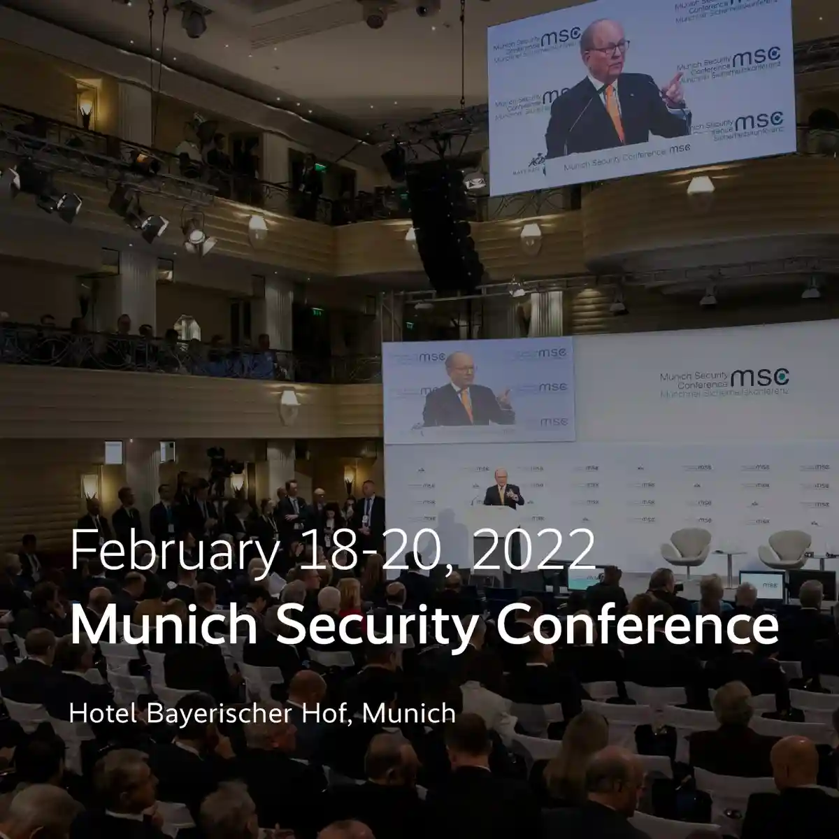 В 2022 году Мюнхенская конференция по безопасности состоится с 18 по 20 февраля 2022 года в обычном месте, в отеле Bayerischer Hof в Мюнхене. Фото: MunSecConf / Facebook.com