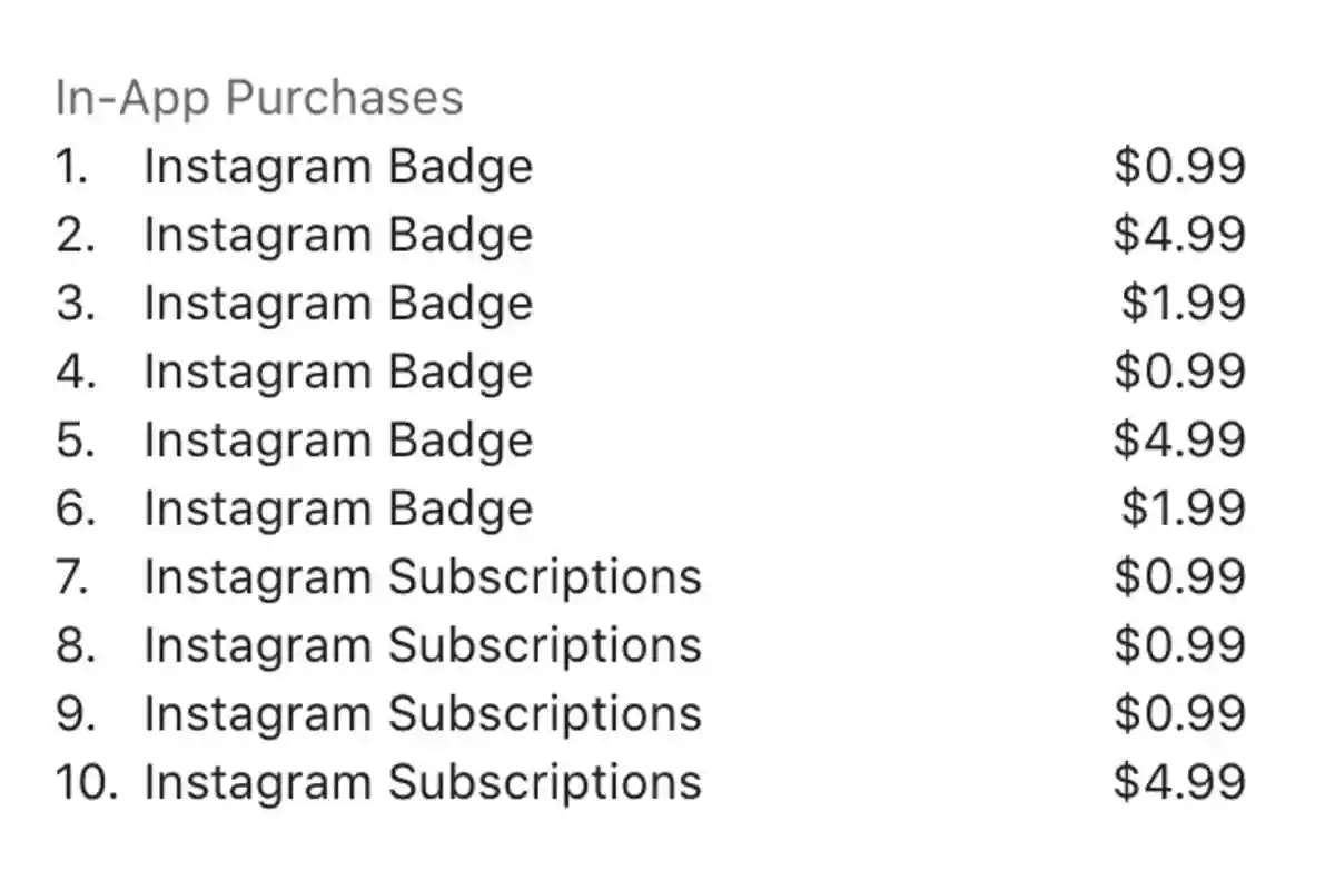 Цены на подписку Instagram в США. Скриншот: AppStore