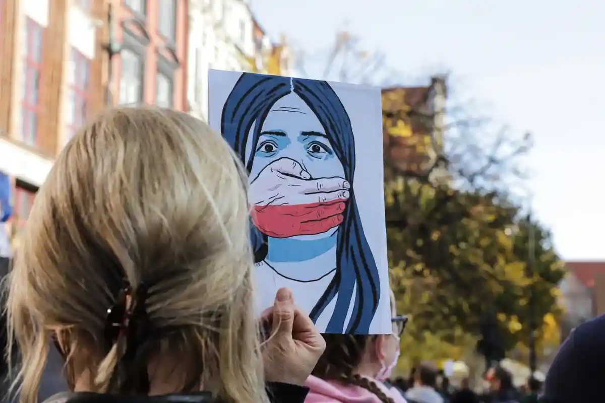 Protest of women in Polish city Gdansk because Poland's top court rules a law banning abortions