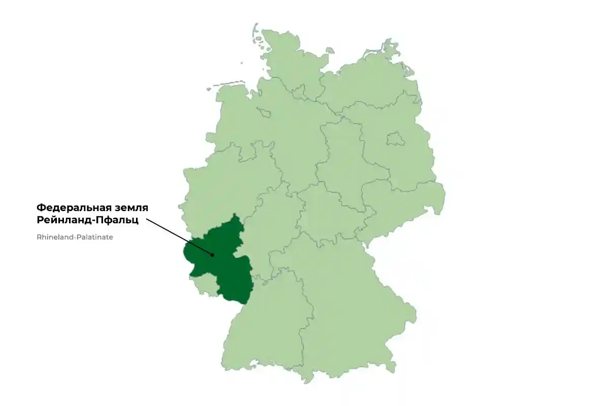 Федеральная земля Рейнланд-Пфальц на карте.