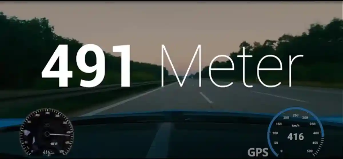 Экстренное торможение: Bugatti преодолевает 491 метр. Скриншот / youtube.com