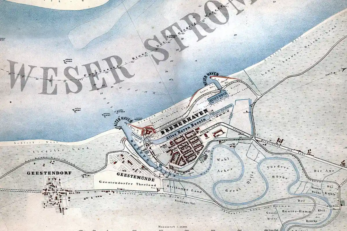 Карта города Бремерхафен в 1849 году. Фото: Georg Hunckel / wikimedia.org