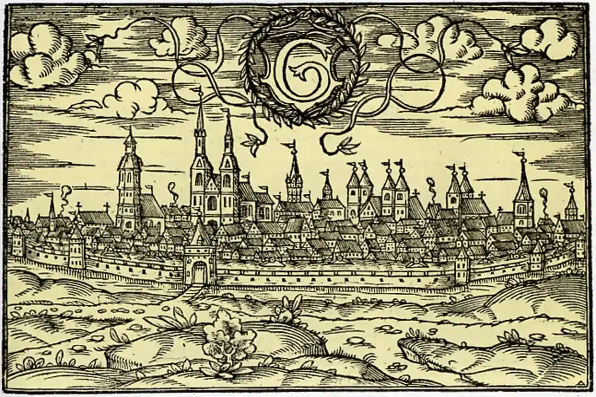 Ксилография, изображающая западную часть города в 1585 году. Фото: Heinrich Bünting / wikimedia.org