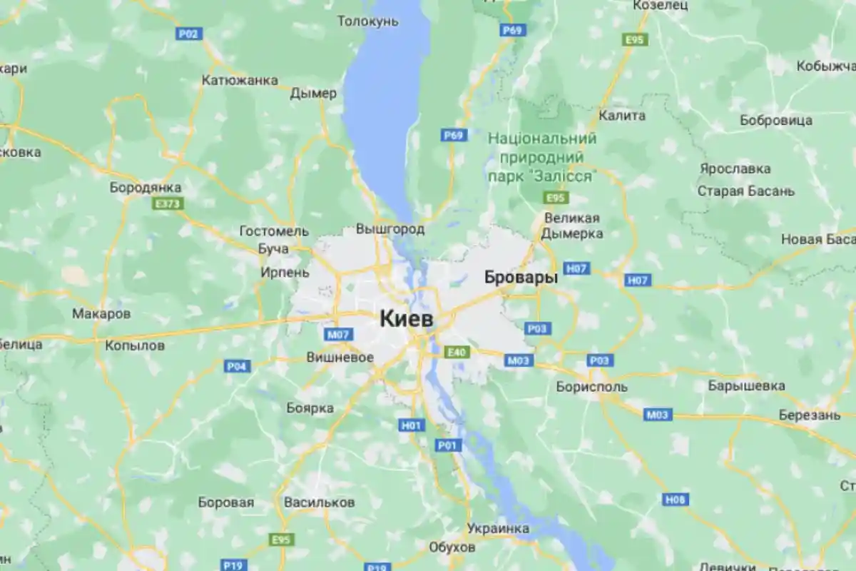 Киев на картах Google Maps. Фото: screenshot / google.com.