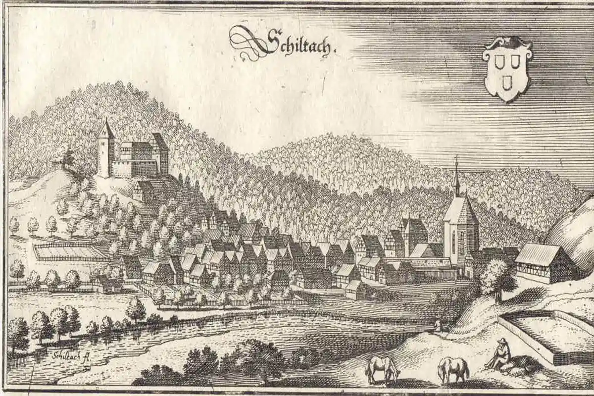 Пейзаж города Шильтах в 1643 году. Фото: Andreas Frick / wikipedia.org