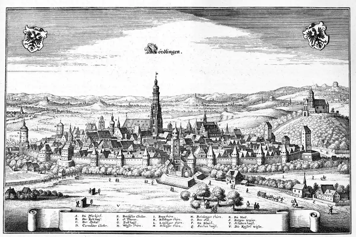 Нердлинген в 1650 году. Фото: Martin Zeiller / wikimedia.org