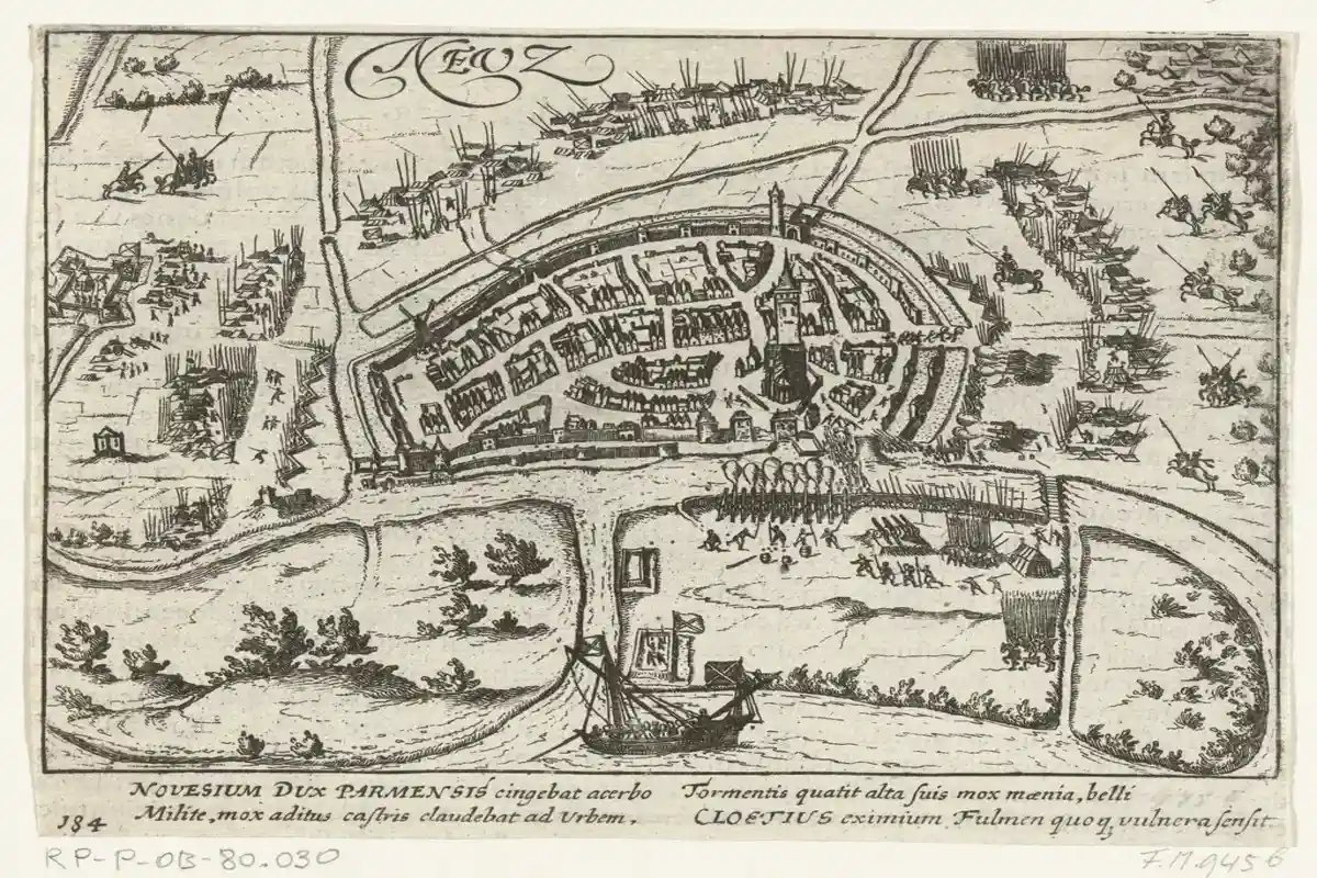 Панорама города Нойс в 1586 году. Фото: picryl.com