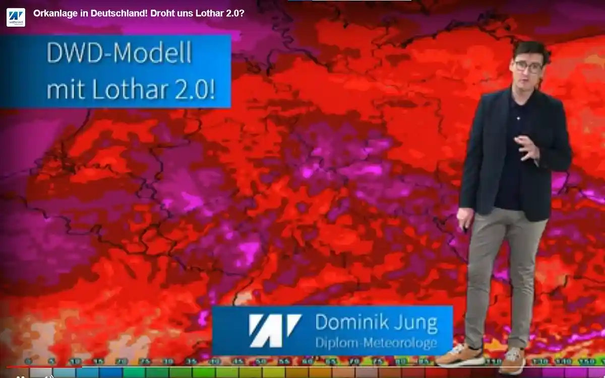 Угрожающий ураган в Германии: Lothar 2.0? Скриншот видео / hna.de