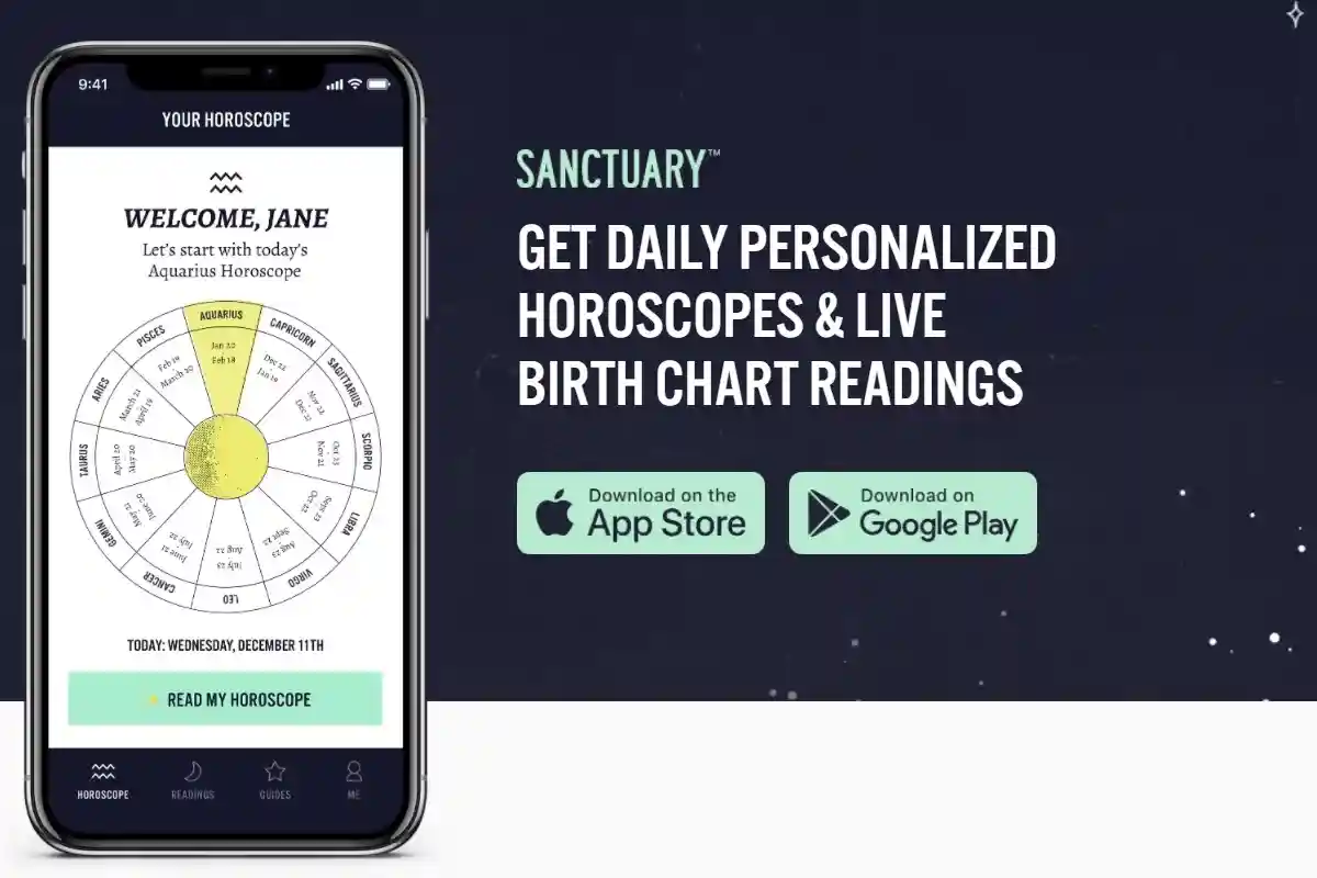 В приложении Sanctuary можно бесплатно прочитать астрологический прогноз на день, созданный на основе натальной карты. Скриншот: https://www.sanctuaryworld.co/