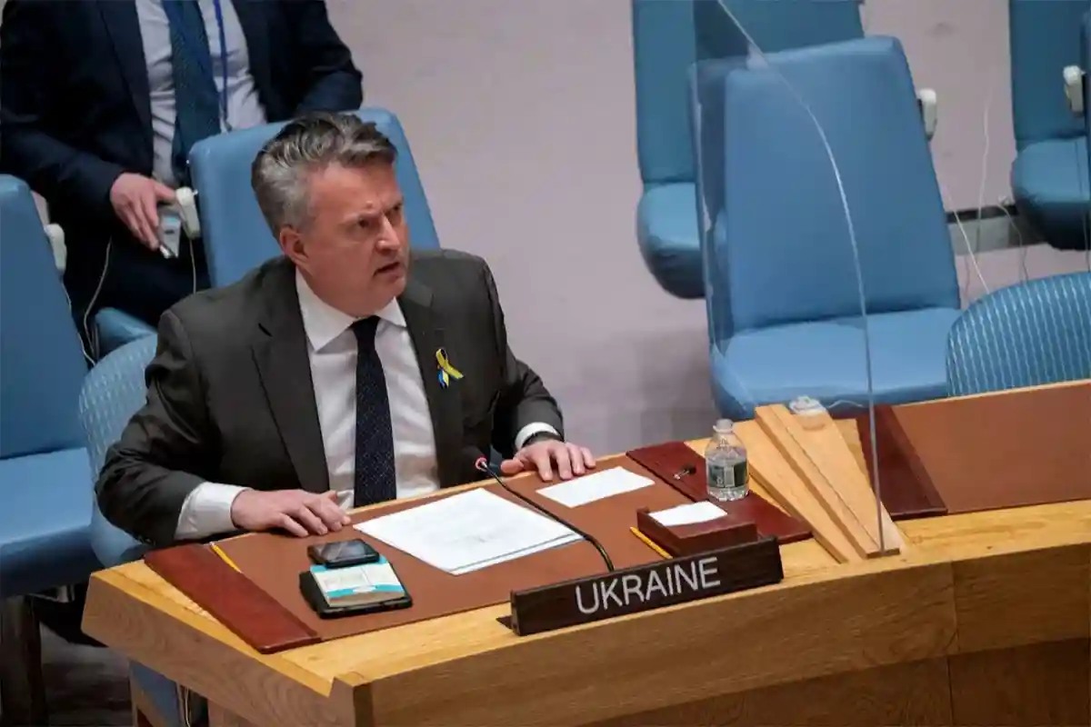 Постоянный представитель Украины в ООН Сергей Кислица на заседании Совета безопасности. Фото: David Dee Delgado