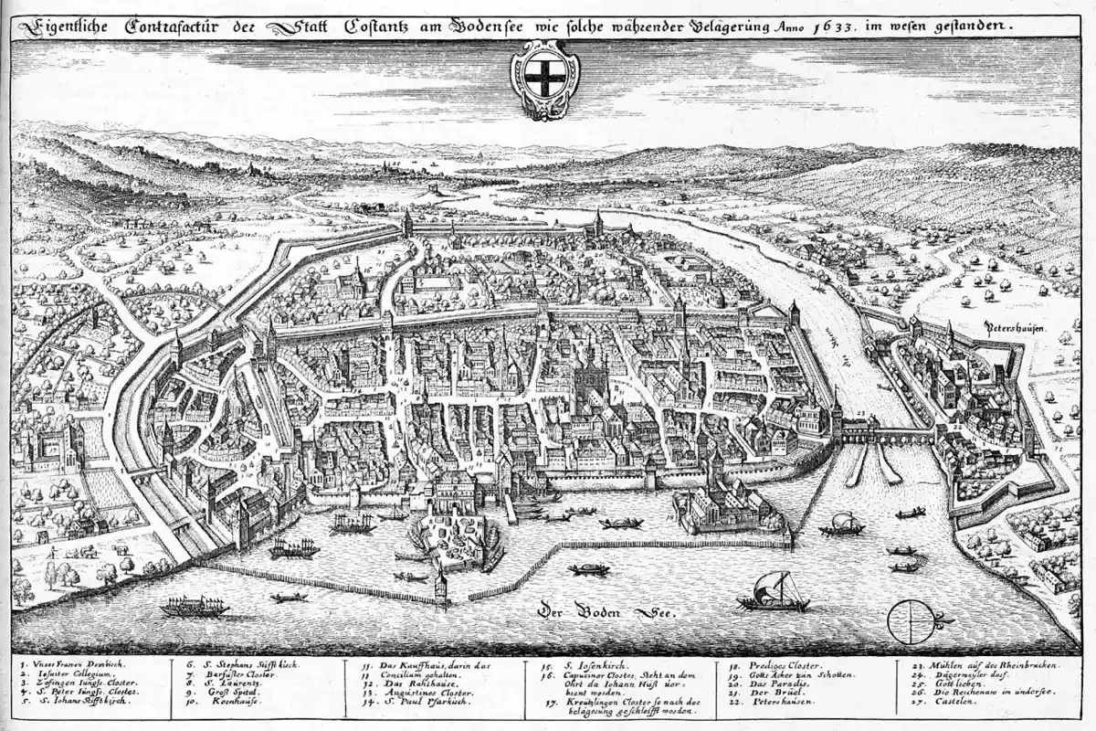 Констанц в 1633 году. Фото: Martin Zeiller / wikimedia.org