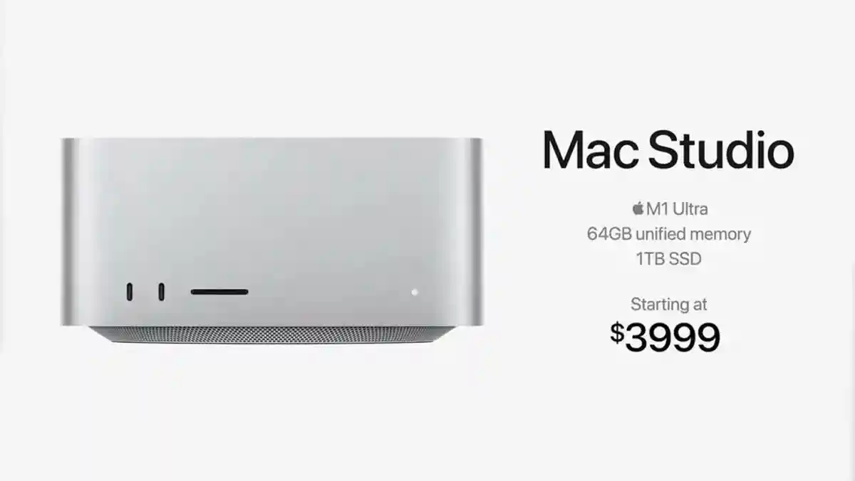 Модель M1 Ultra Mac Studio стоит от 3 999 долларов США и имеет еще два порта Thunderbolt на передней панели - порты на передней панели версии M1 Max — "просто" USB C. Фото: apple.com