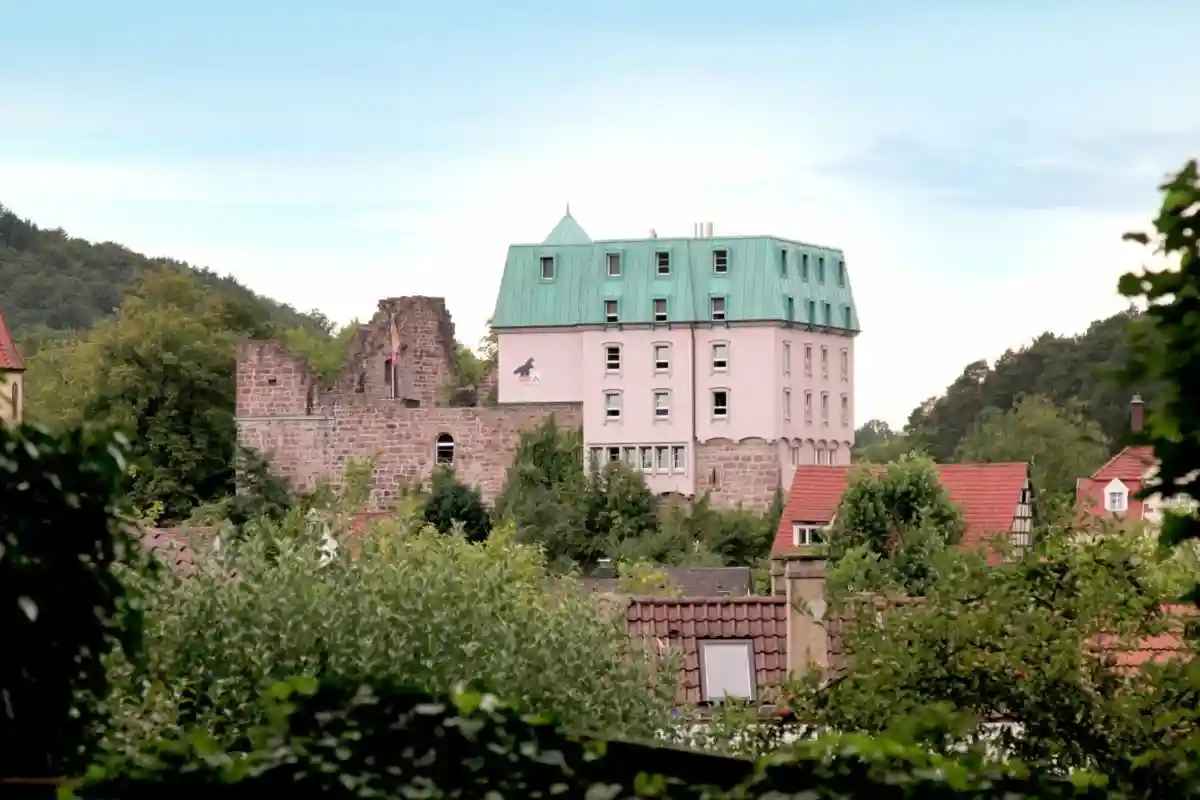 Разрушенный замок Вайсенштайн в городе Пфорцхайм вид издалека. Фото: gruppenunterkuenfte.de