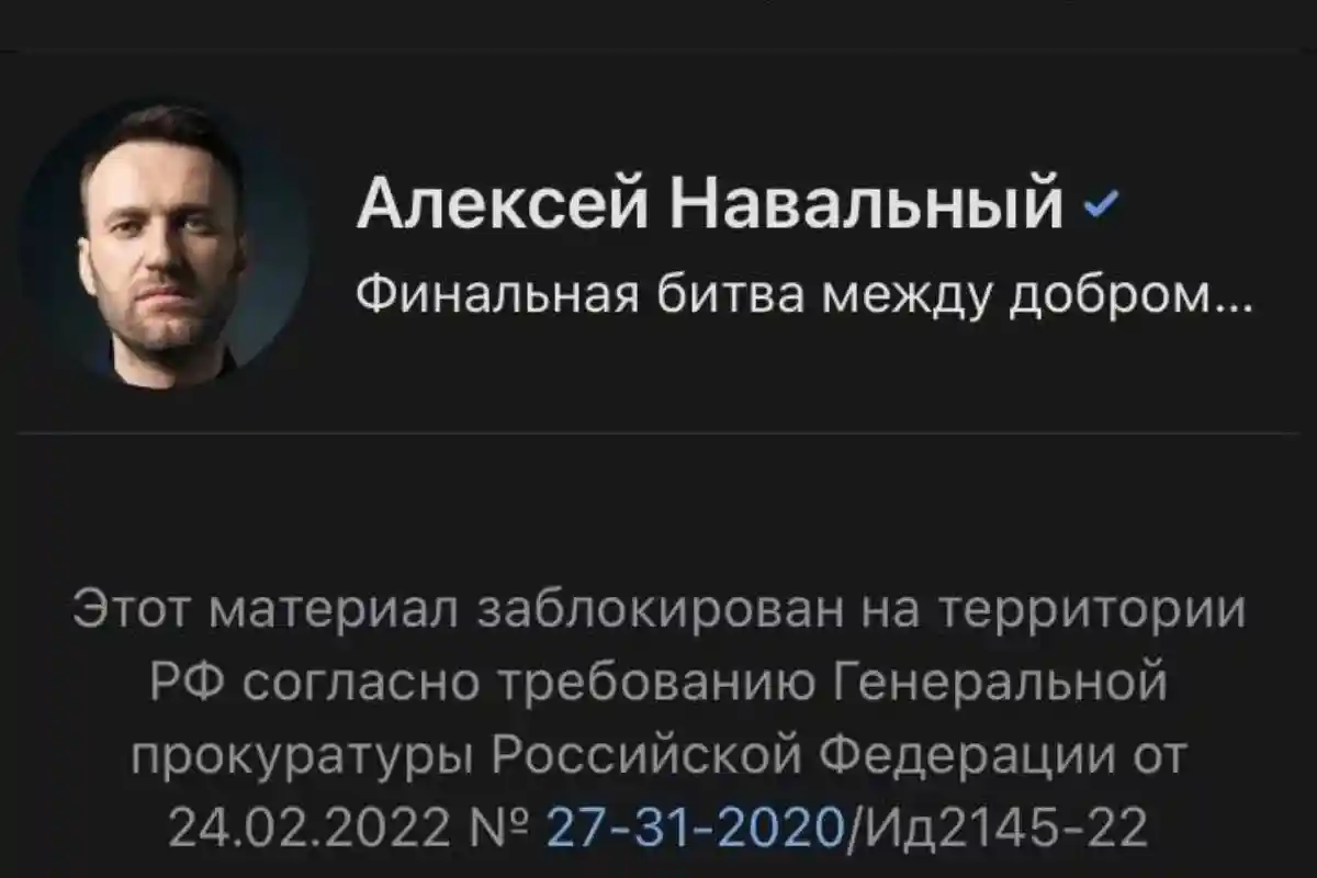 Страница Навального ВКонтакте. Фото: russia / t.me 