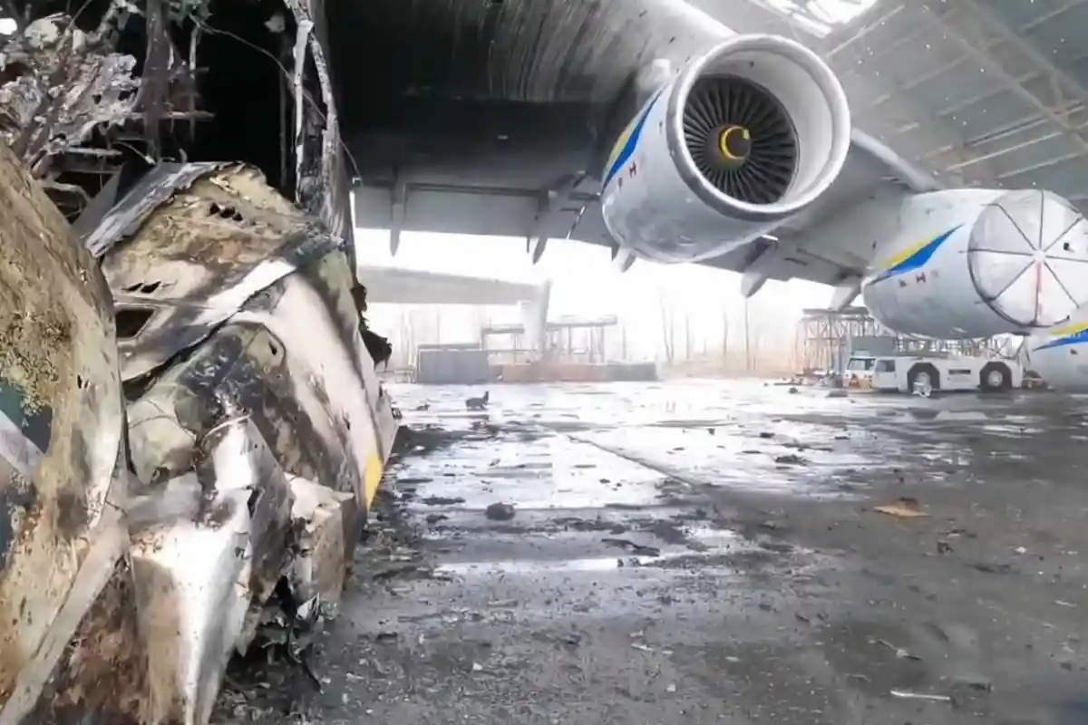 Разрушенный Ан-225. Фото: скриншот / youtube.com