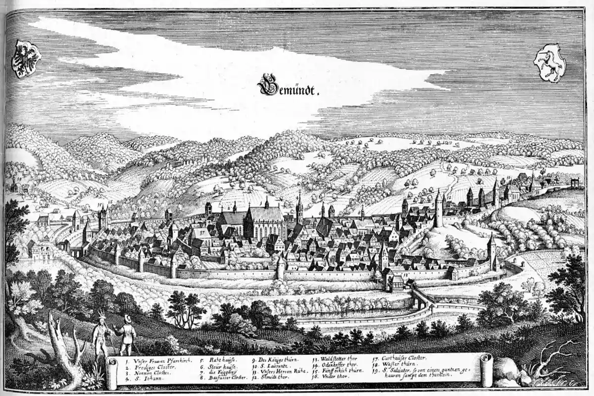 Швебиш-Гмюнд в XVII веке. Фото: Martin Zeiller / wikimedia.org