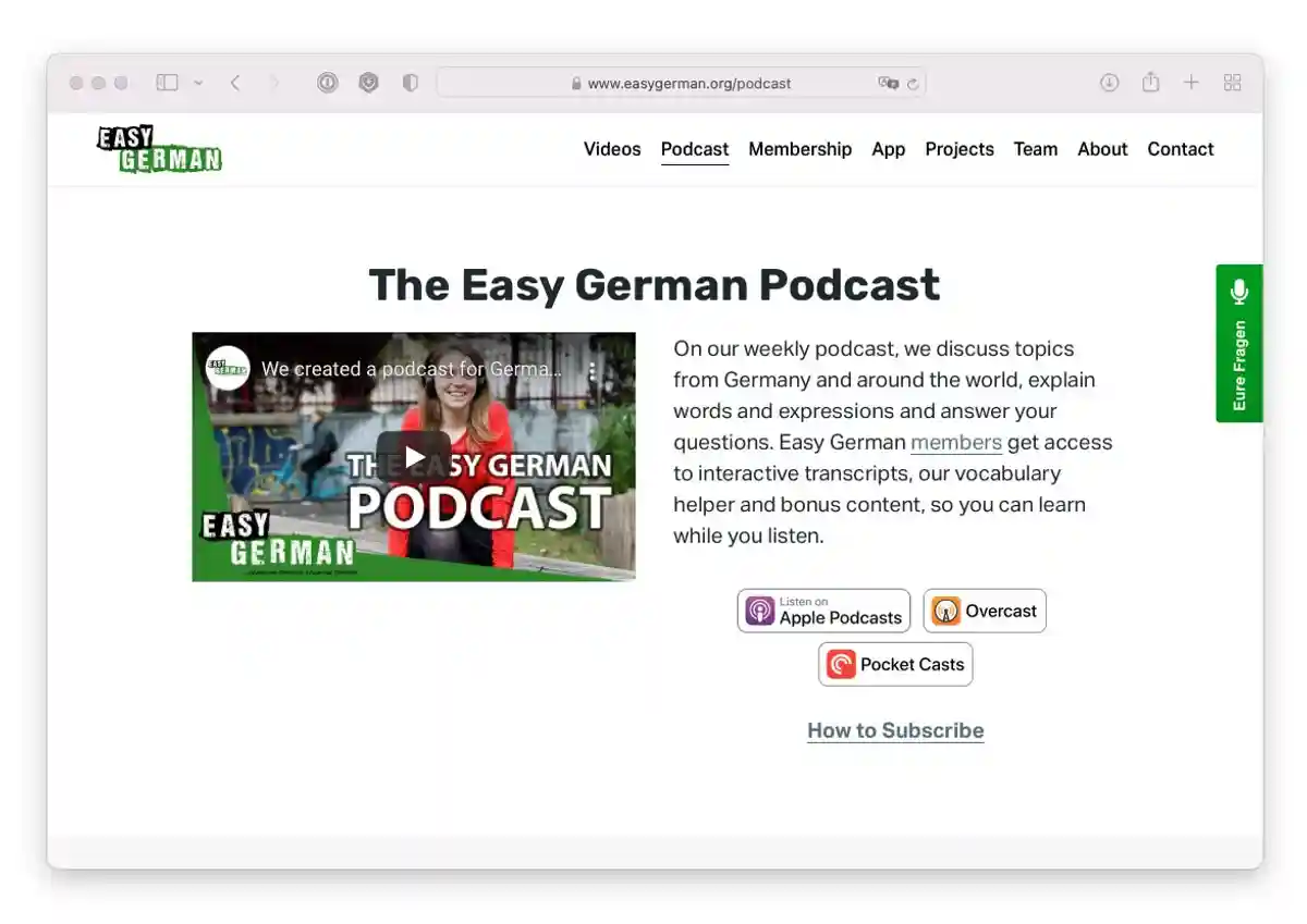 Подкаст Easy German Podcast. Скриншот: easygerman.org