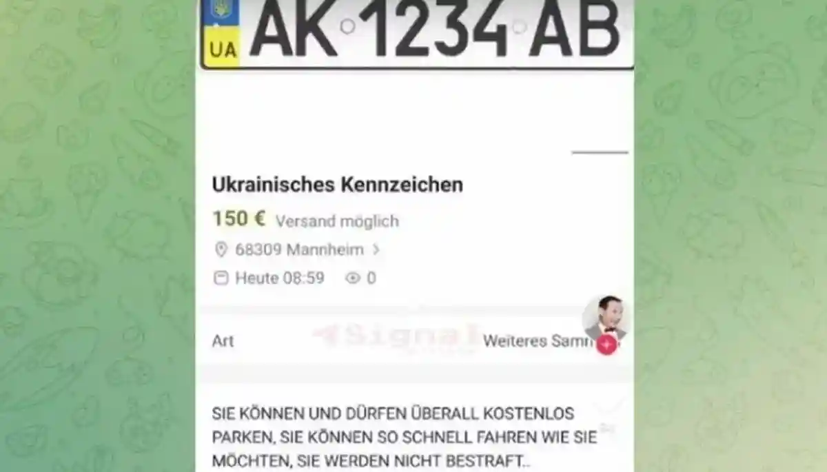 Скриншот Telegram-канала с объявлением о продаже номерных знаков