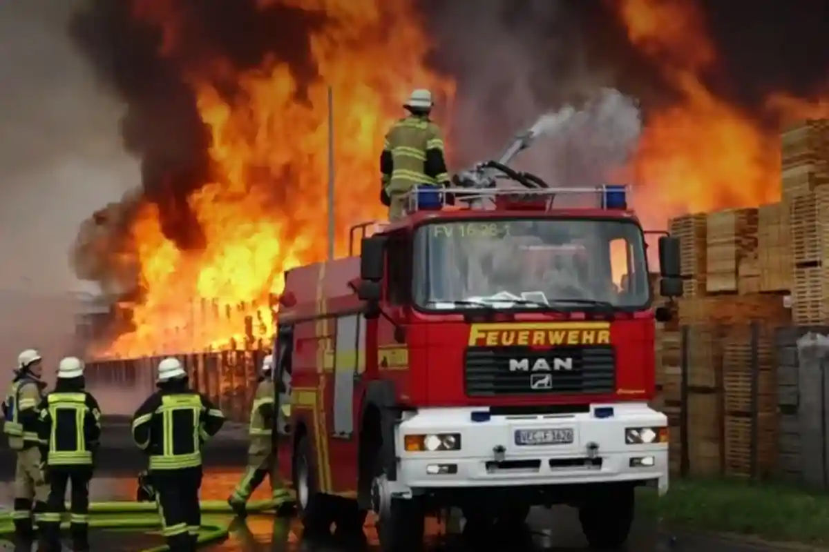 Пожар на заводе в Бакуме