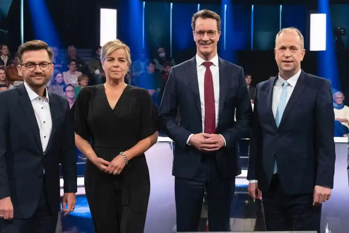Политики на теледебатах на телеканале WDR. Выборы в земле Северный Рейн-Вестфалия 2022. Фото: HendrikWuest / Twitter.