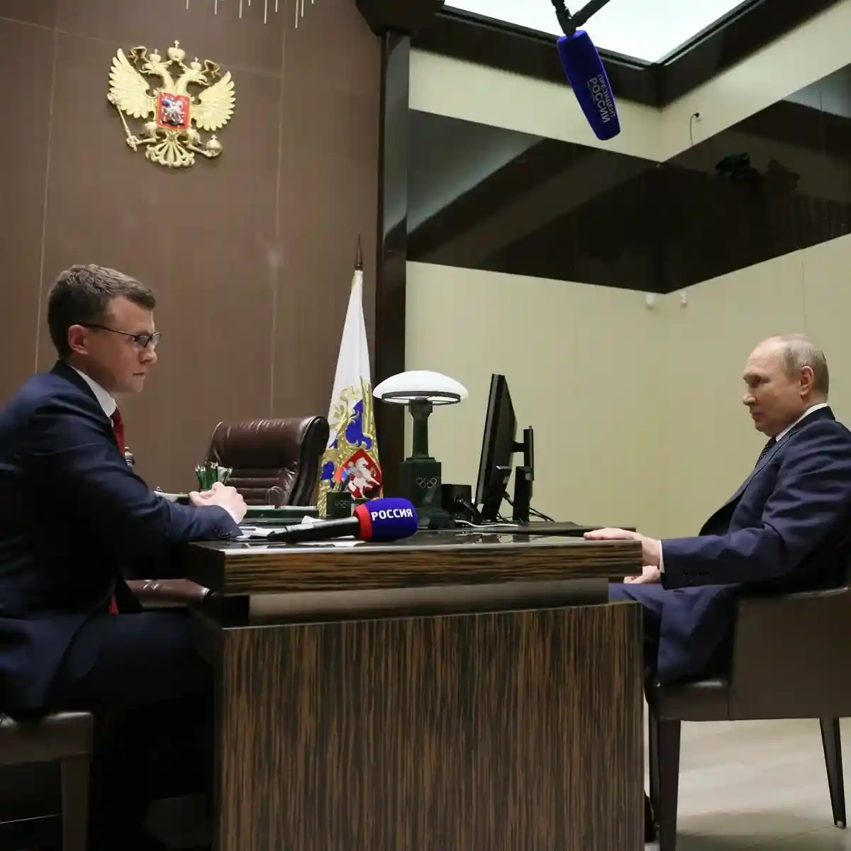 Эксклюзивное интервью Путина после начала войны. Фото: t.me/smotrim_ru