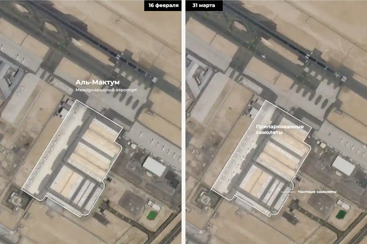 Международный аэропорт Аль-Мактум. Фото: спутниковое изображение, полученное компанией Planet Labs PBC.
