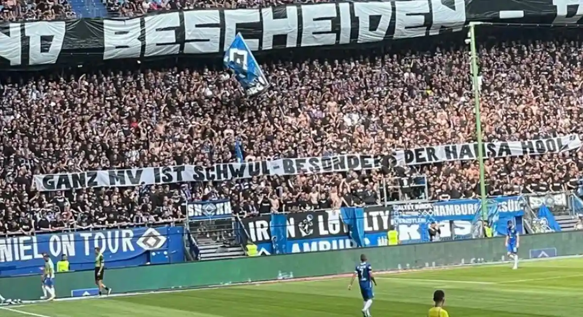 Фанаты «Гамбурга» вывесили гомофобный баннер на игре. Фото: selmuggle/twitter.com