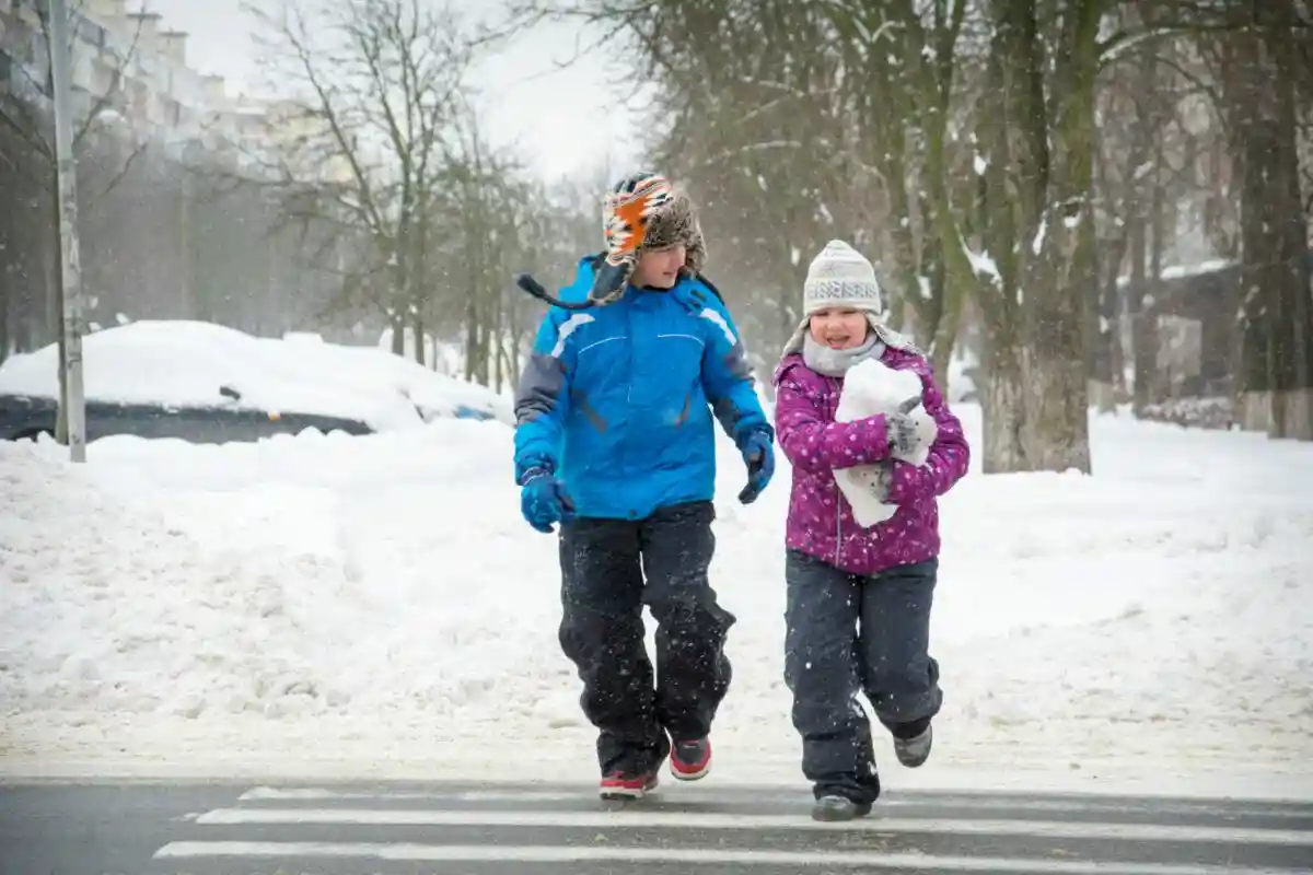 Безопасность ребенка на дороге зимой в Германии. Фото: Tsomka / Shutterstock.com