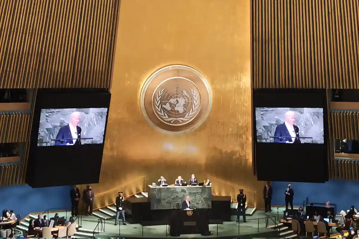 Выступление Байдена в ООН. Фото: @NikaMelkozerova / Twitter.
