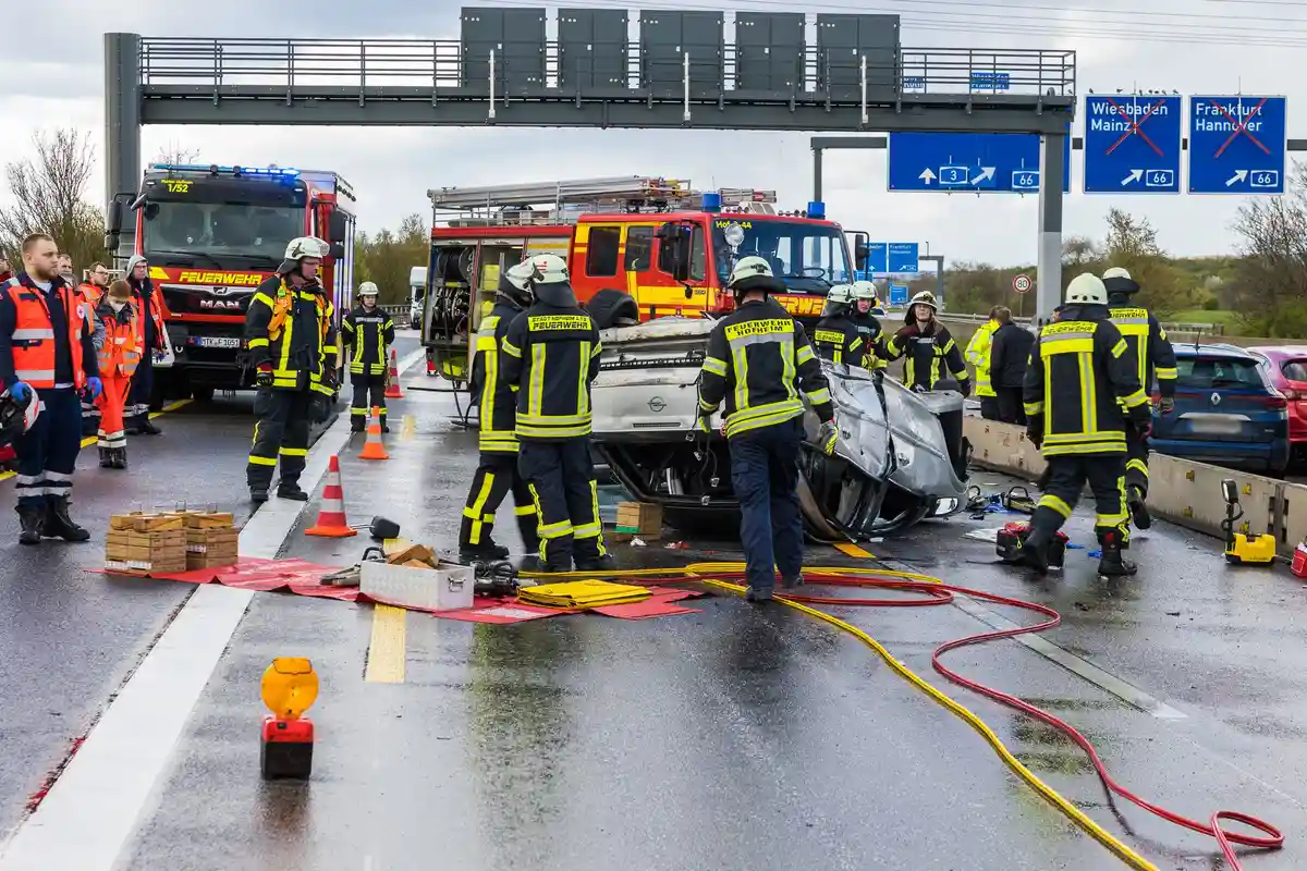 Авария на A3 на перекрестке в Висбадене