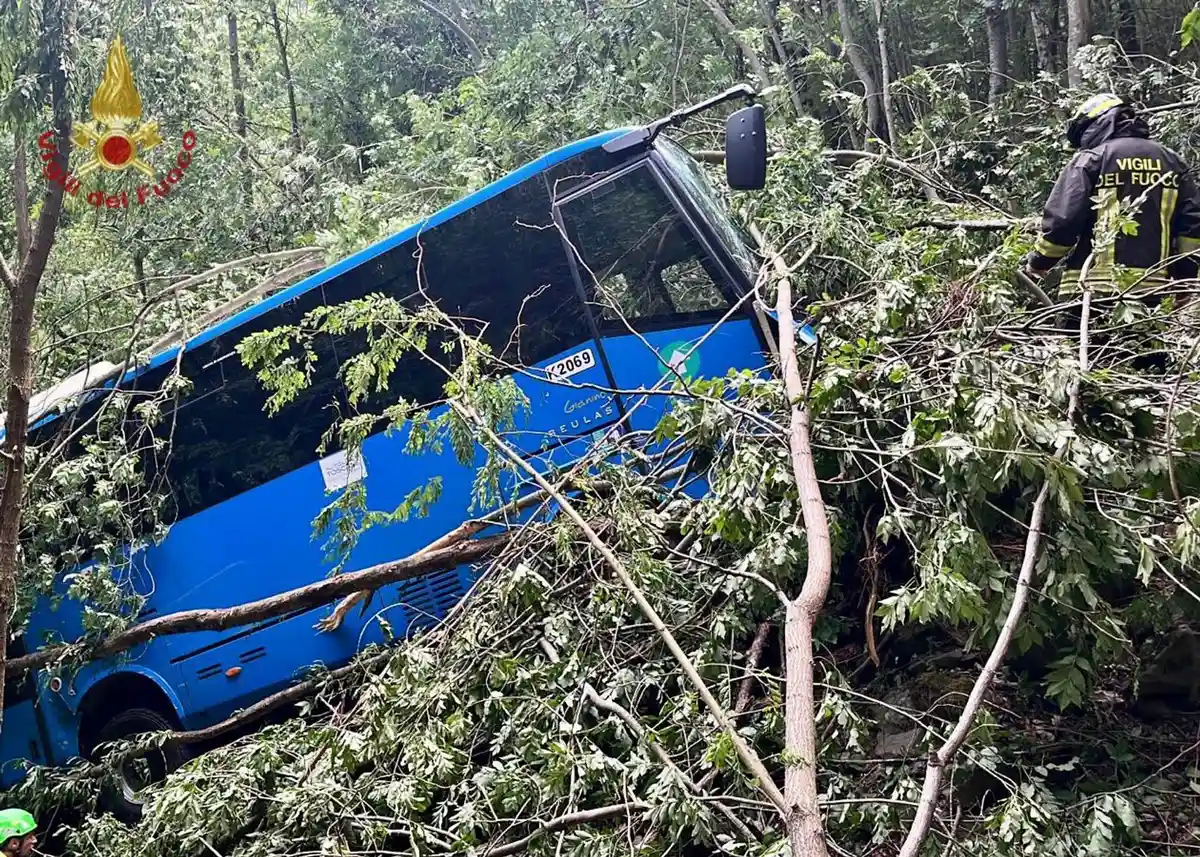 Автобус со школьниками врезался в лесной склон в Тоскане