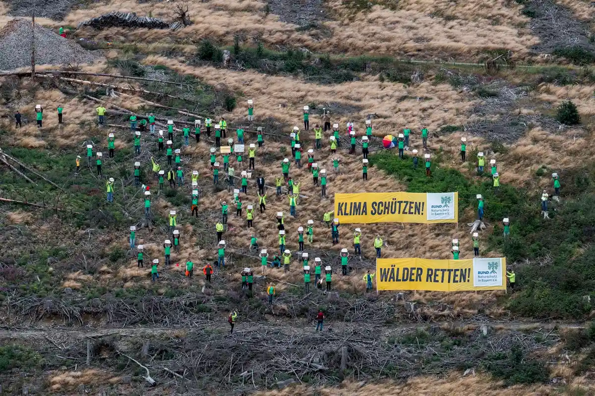 Демонстрация за защиту климата во Франконском лесу