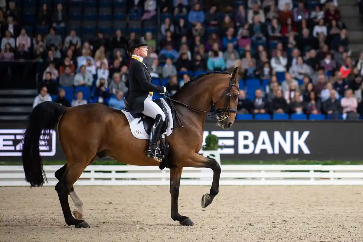 Изабелл Верт:Немецкая спортсменка Изабелл Верт едет на своей лошади Эмилио.