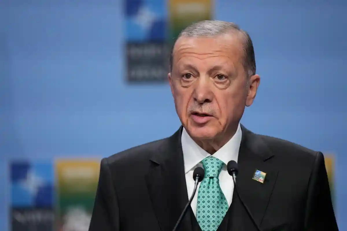 Президент Реджеп Тайип Эрдоган:Президент Турции Реджеп Тайип Эрдоган выступает на мероприятии в преддверии саммита НАТО.