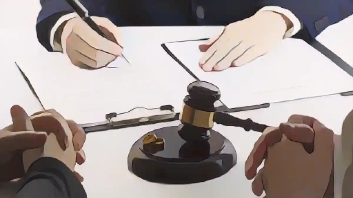 Три пары рук на столе. Юрист заполняет документ.:Если вы думаете о разводе, вам предстоит многое уладить.