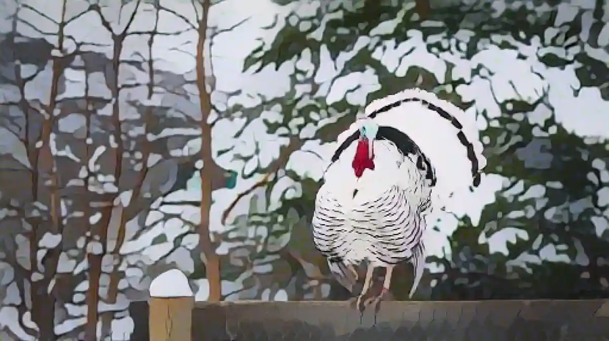 Живая индейка стоит на заборе в снегу.:Самые быстрые способы разморозки индейки на День благодарения