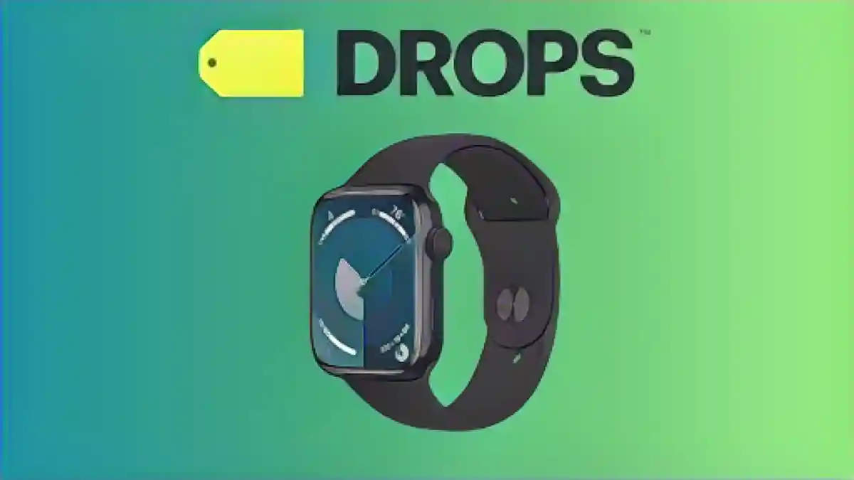 Apple Watch Series 9 на градиентном фоне телесного и зеленого цветов:Вы можете приобрести Apple Watch Series 9 по самой низкой цене (и как раз к Рождеству)