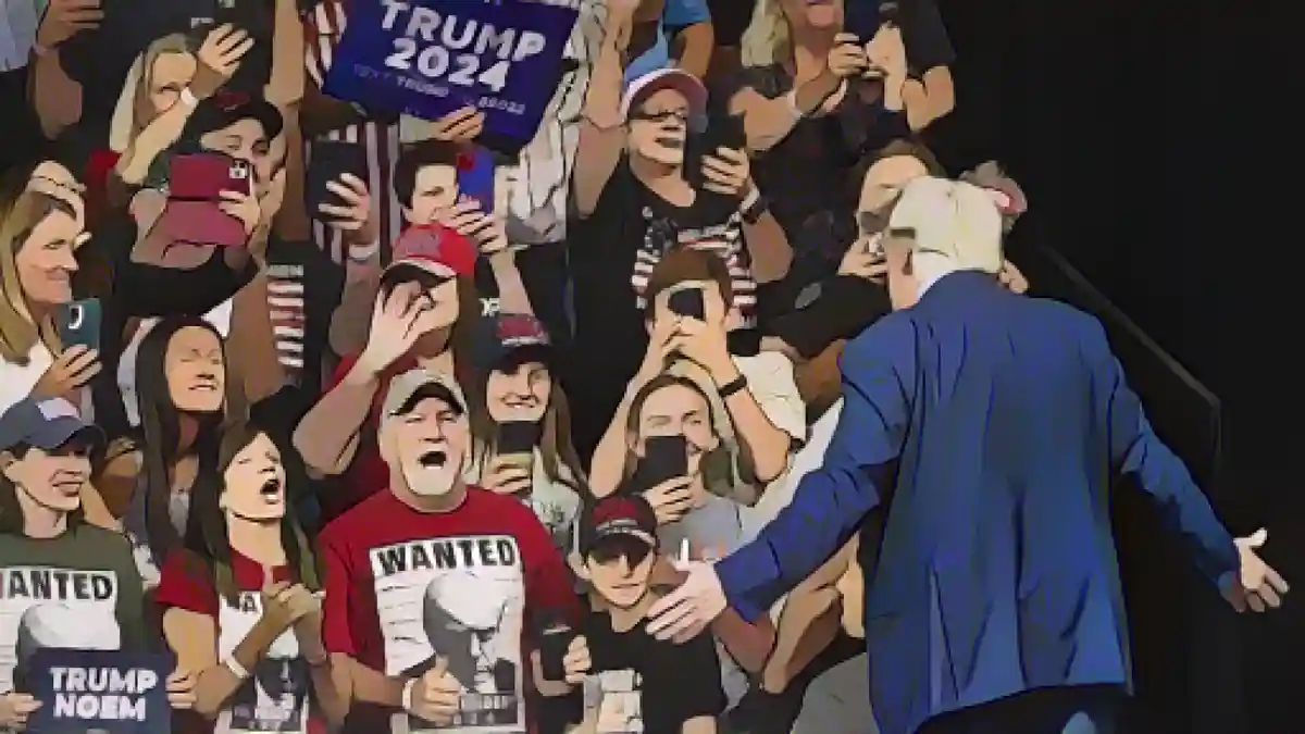 Дональд Трам:Кандидат и его поклонники: Дональд Трамп во время предвыборного выступления в Южной Дакоте в сентябре