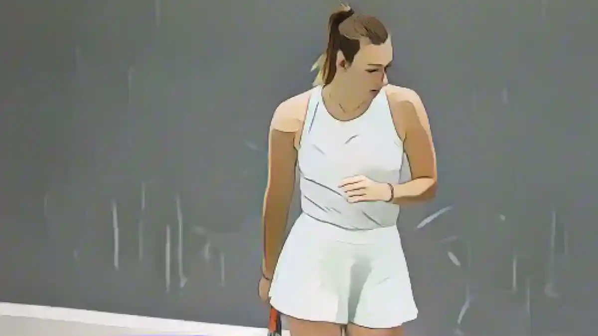 Яна Сизикова перед матчем на Открытом чемпионате Линца в 2020 году:Яна Сизикова перед матчем на Открытом чемпионате Линца по теннису в 2020 году.